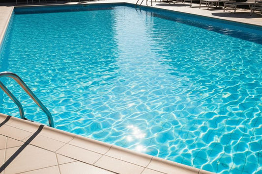 Sparkling blue swimming pool, perfect for a refreshing dip.