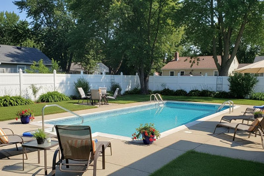 A refreshing suburban backyard swimming pool, perfect for summer days.