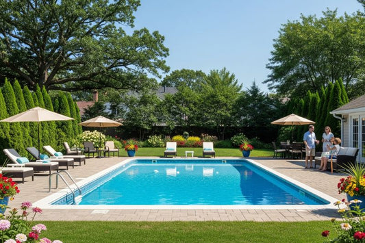 A refreshing suburban backyard swimming pool, perfect for summer days.