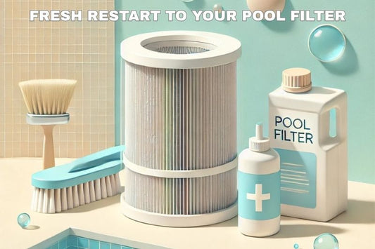 Pool filter, cleaning solution, and brush for a fresh restart.