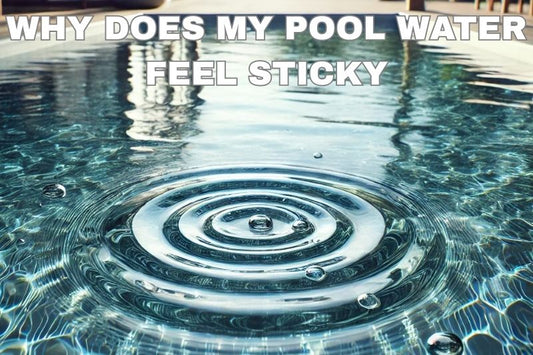 Calm pool water with subtle ripples indicating potential stickiness issue.