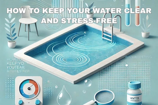 Clear pool water with maintenance tools symbolizing clarity and relaxation.