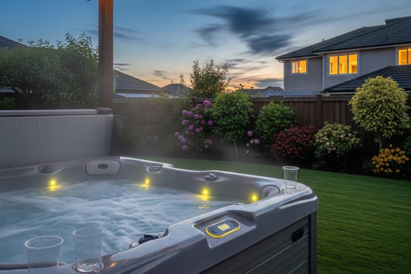 Close-up of a hot tub pump and bubbling water.