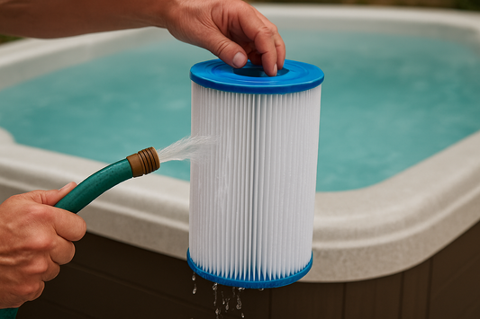 How often should I clean or replace the hot tub filter?