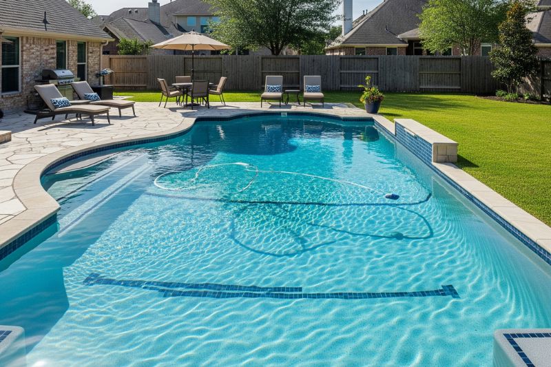 Person cleaning a small stain on a vinyl pool liner.