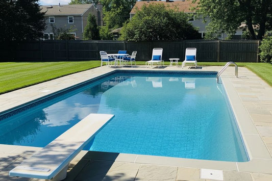 Person removing winter cover from backyard swimming pool