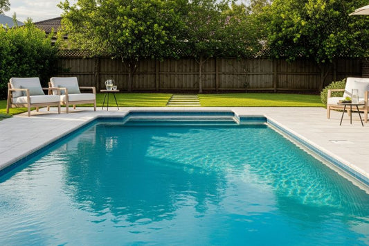 Pool with cover being removed during seasonal maintenance