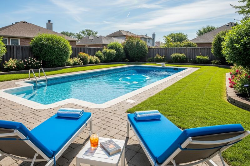 Pool owner cleaning debris and treating water after bad winter closing