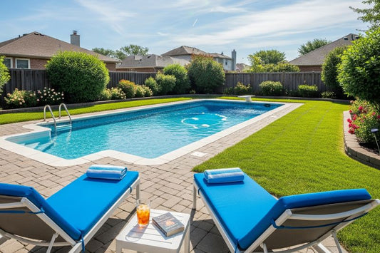 Pool owner cleaning debris and treating water after bad winter closing