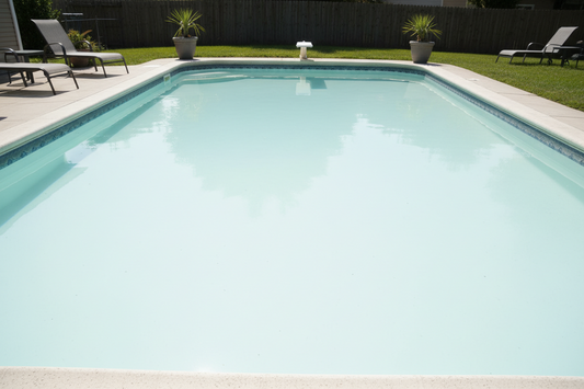 White flakes and cloudy water in a hot tub that needs cleaning and maintenance