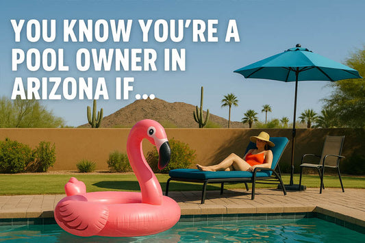 Woman sitting by a pool in Arizona