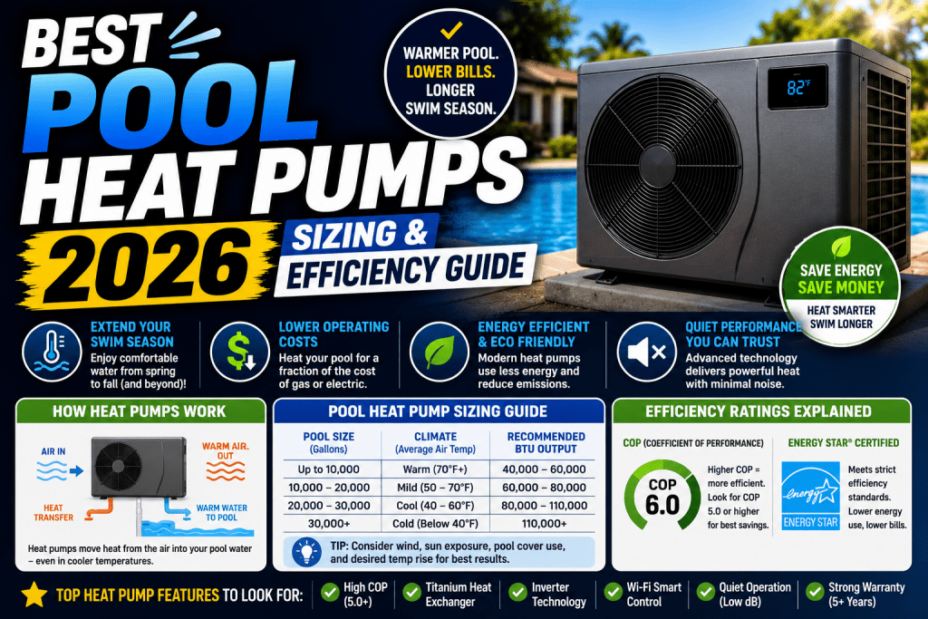 Best Pool Heat Pumps 2026: Sizing & Efficiency Guide - AquaDoc