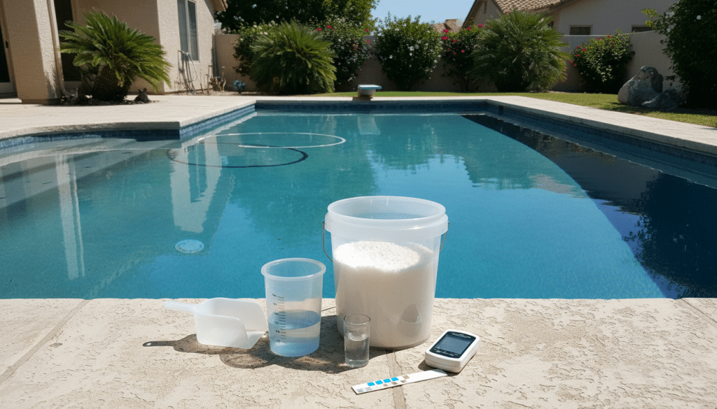 Calcium Hardness Increaser Dose for a 20,000-Gallon Gunite Pool: 150 to 250 ppm