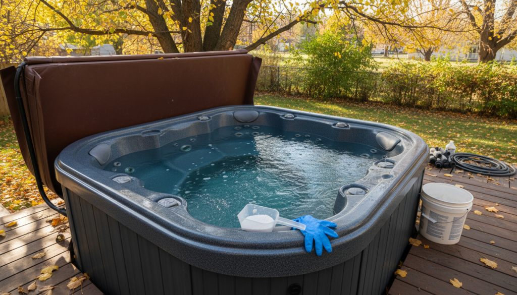 Dichlor Shock Dose for Closing a 4-Person Saltwater Hot Tub for Winter