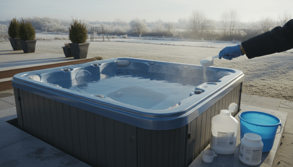 Non-Chlorine Shock Dose for Closing a 2-Person Hard-Shell Hot Tub
