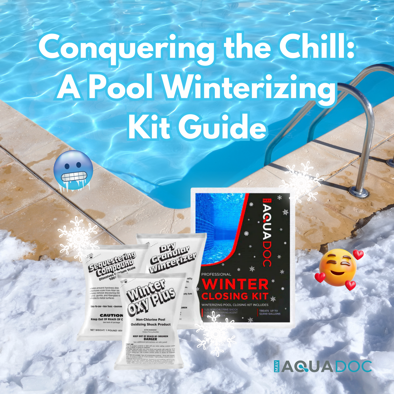 Pool winterizing kit guide with components and steps to prepare your pool for winter.