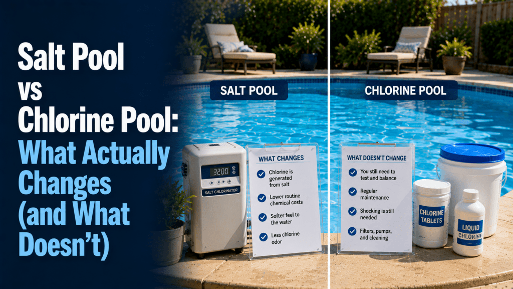 Salt Pool vs Chlorine Pool: What Actually Changes (and What Doesn't) - AquaDoc