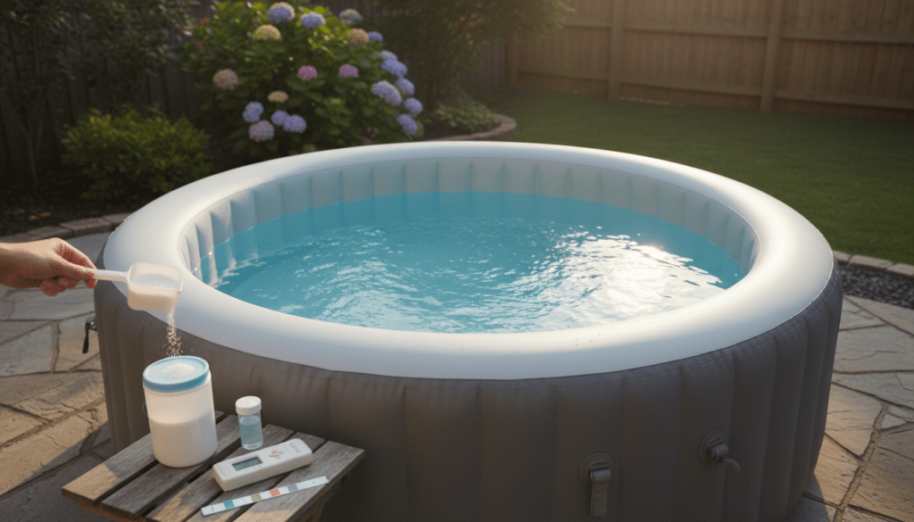 Sodium Dichlor Dose for a 300-Gallon Inflatable Hot Tub With Low Calcium Hardness