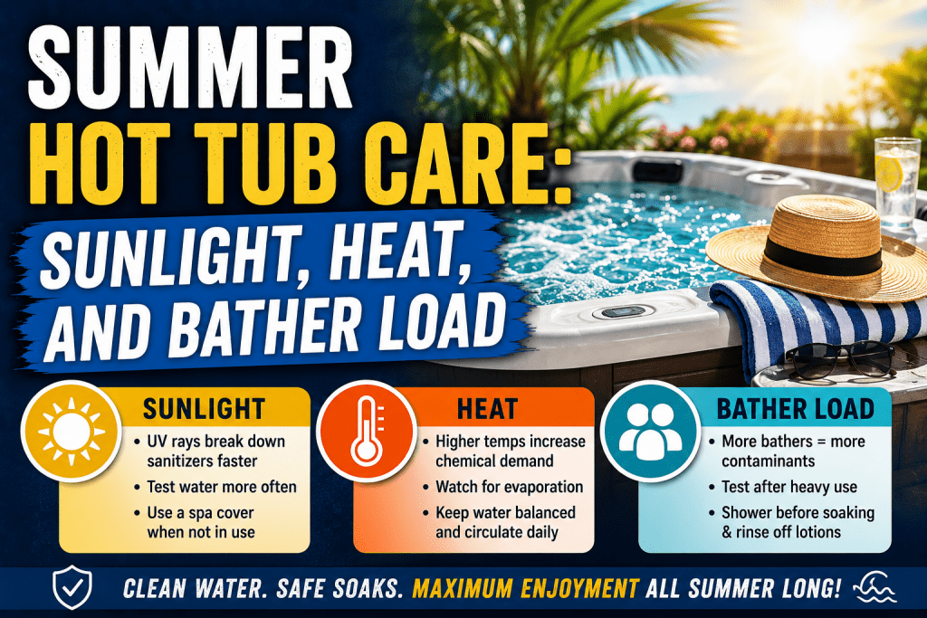 Summer Hot Tub Care: Sunlight, Heat, and Bather Load - AquaDoc