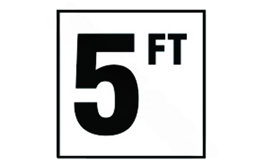 Closeup of frost-resistant pool tile with black 5 FT lettering