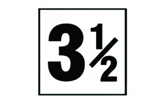 3-1/2' smooth tile pool depth marker with black number on white background