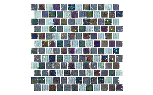 Dark carbon pool tile in shimmering 1x1 mosaic