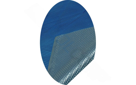 Top view of Midwest Canvas blue/silver 15x30 oval solar cover