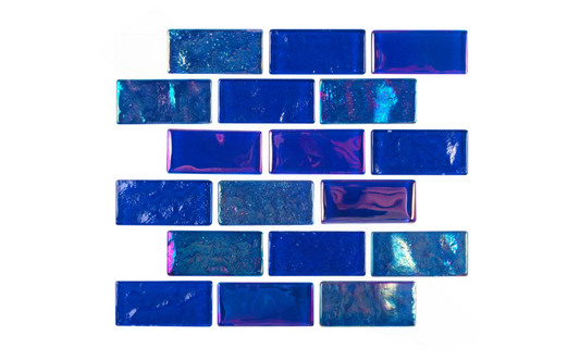 Equinox Dark Blue 1" x 2" Textured Iridescent Glass Tile