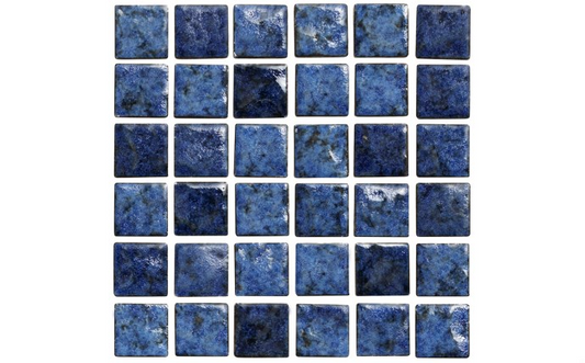 Fiji Bay Blue 1" x 1" glossy porcelain tile for pools and outdoor spaces