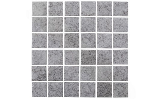 Sleek gray 2x2 porcelain pool tile with glossy finish