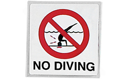 Inlays G611500 6x6 glass overlay depth marker with NO DIVING warning