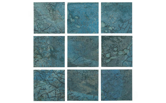 Isola Sardinia 2x2 mosaic pool tile with deep blue and brown woodland design