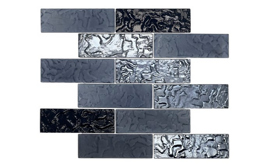 KAI-COAL2X6 Coal Black Glass Mosaic Tile for Pools and Spas
