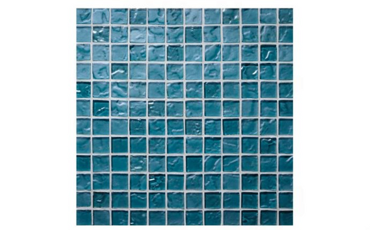 KAI-GLACIER 1" x 1" light blue iridescent glass mosaic tile for pools and spas