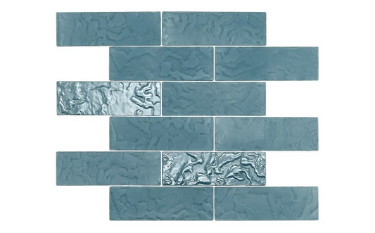 Front view of KAI-GLACIER2X6 iridescent glass tile