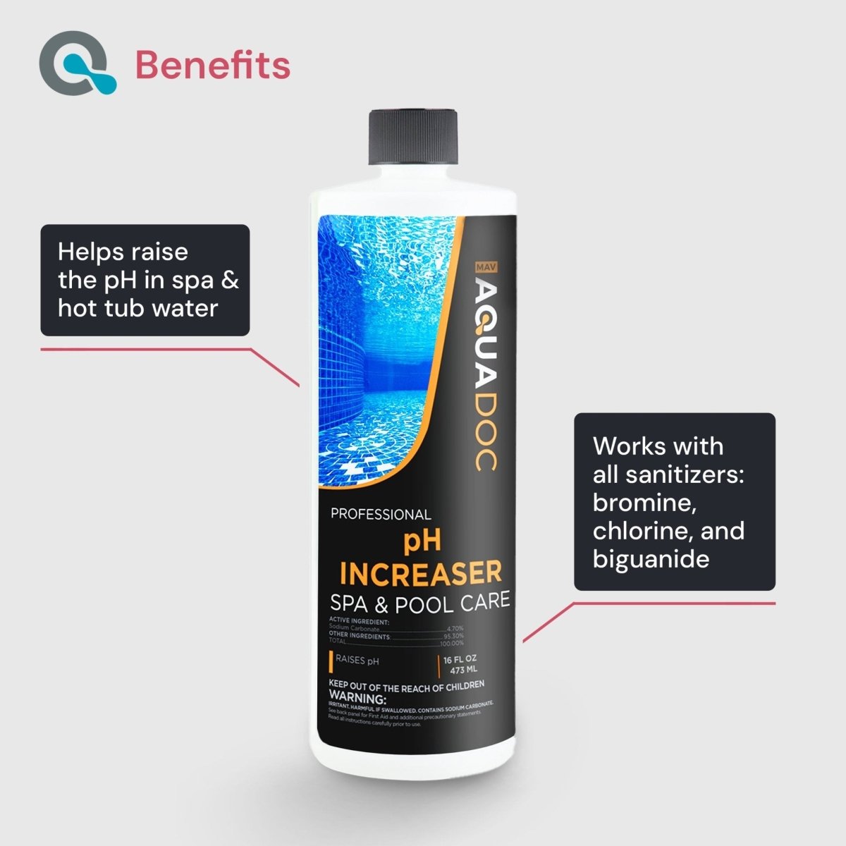 Spa Balancer - Ph Increaser Pint + Ph Decreaser Pint + Calcium Increaser Pint - AquaDoc