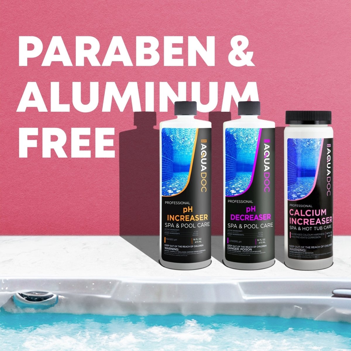 Spa Balancer - Ph Increaser Pint + Ph Decreaser Pint + Calcium Increaser Pint - AquaDoc