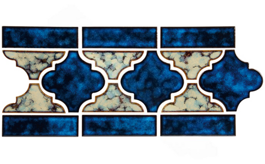 NPT Lantern Tile Royal Blue Border with ornamental design for pools and spas
