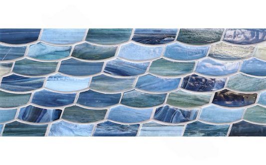 Blue and green shimmering tones of the Portofino Mermaid tile