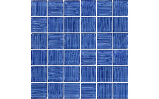 Close-up of NPT Mirage Glass Tile Blends Blue in hand-cut 2x2 design