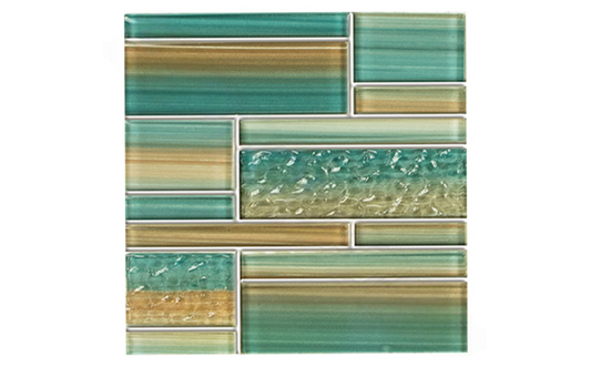 NPT Bamboo Glass Blend Random Aqua Marine Tile for pools and spas