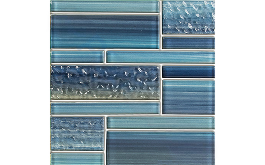 NPT Bamboo Glass Blend Random Tile in Cloud Blue for pools and spas