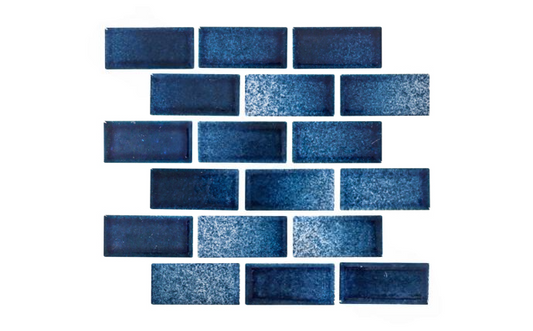 NPT 1" x 2" Blended Brick Mix Tile in Blue Mix for pools and spas
