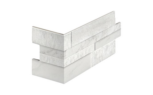 NPT Carrara Stone Look Tile Corner Bianco White