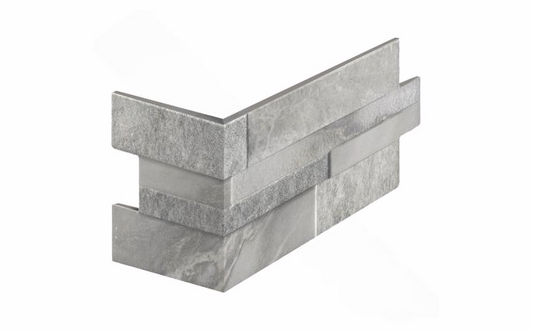 NPT Carrara Stone Look Tile Corner in Grigio Gray for pool and spa design