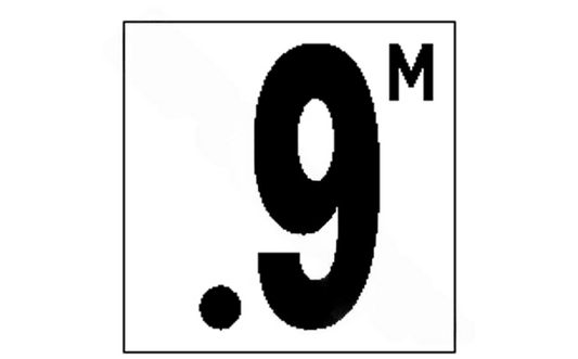 NPT DM52-504 5-inch non-skid pool deck depth marker with black 0.9M legend