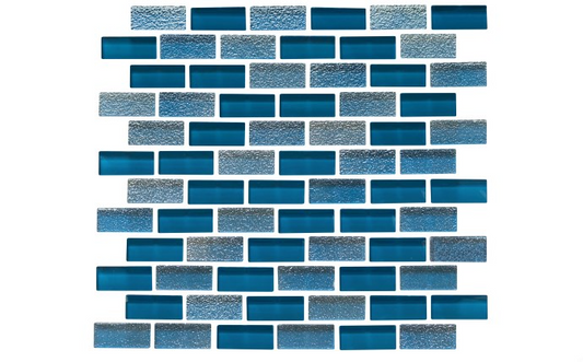NPT 1x2 Iridescent Glass Tile in Navy for pools and spas