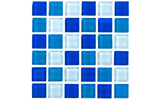 NPT Keys Tile Blue Blend 1x1 glass mosaic for pools