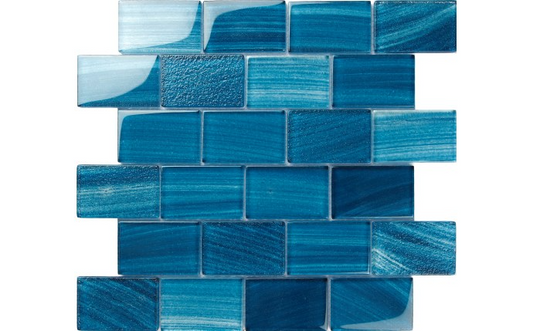 NPT 2x3 Stardust Blue Glass Mesh Back Tile for pools and spas