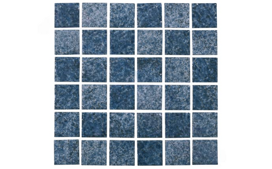 Close-up of NPT INK-BLUE2X2 Inaka light and medium blue glossy pool tiles